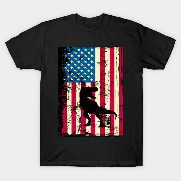 T-Rex American Flag USA Patriotic 4th Of July Gifts T-Shirt by KittleAmandass